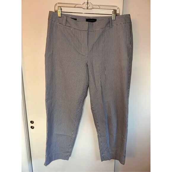 Talbots Women’s Signature Straight Pants Navy White Stripe Size 12 EUC - Picture 1 of 10